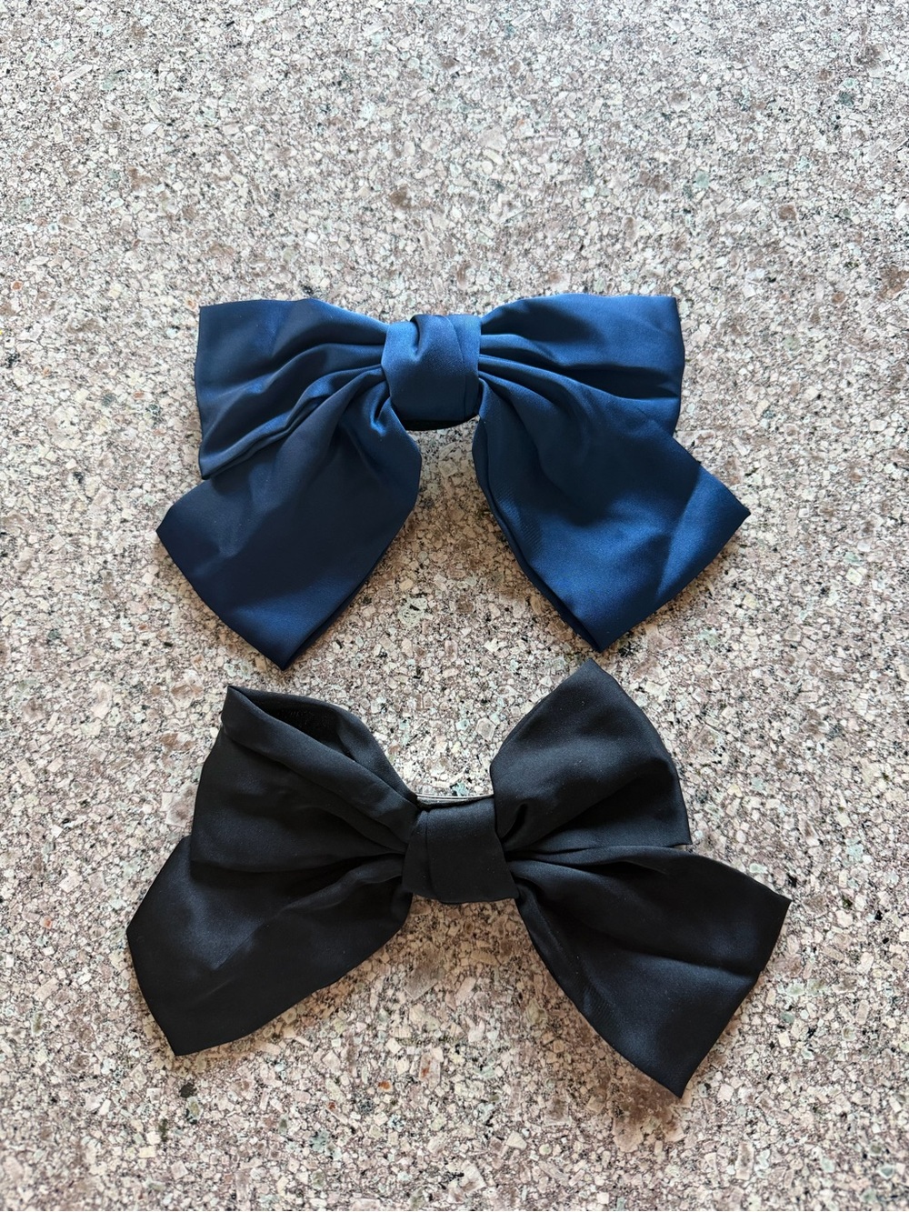 Kids Satin Bow Hair Clips in Navy and Black - Classic School Style